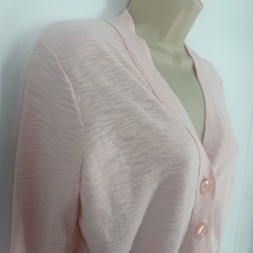 J.Crew Light Pink Cotton Button Cardigan Sweater S Coquette Preppy Minimalist - Picture 4 of 10